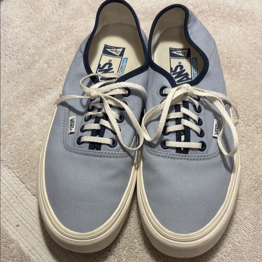 Vans Light Blue Canvas Low-Top Sneakers with Navy Trim